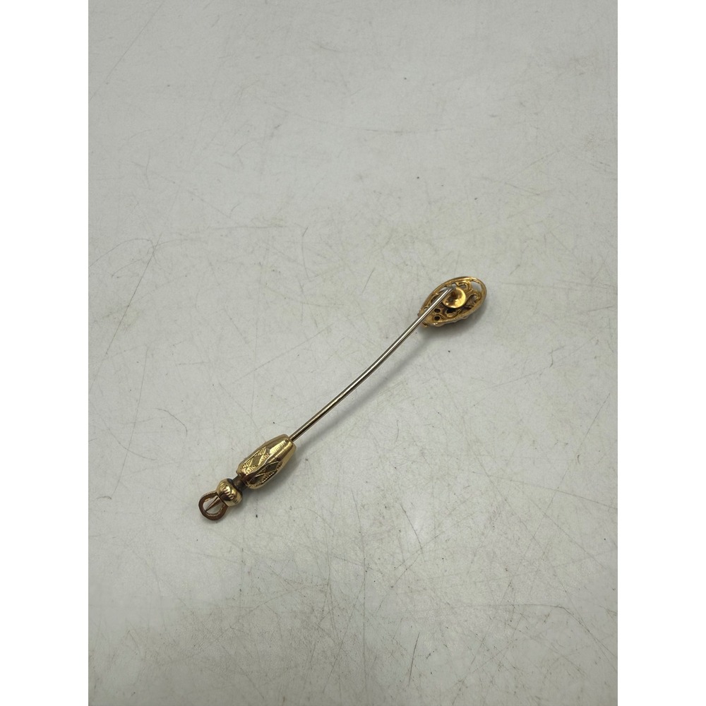 Vintage Gold Tone Filigree Floral Stick Pin Lapel Scarf Hat Accessory